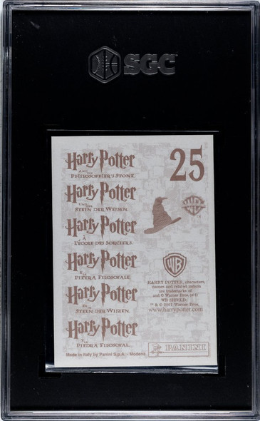 2001 Panini Harry Potter Hedwig #25 Philosopher's Stone Sticker SGC 9 back of card