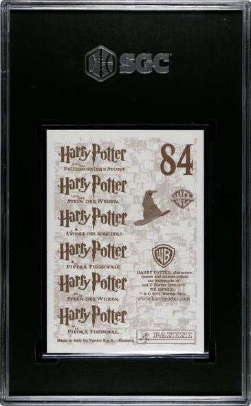 2001 Panini Harry Potter Ron at Hogwarts #84 Philosopher's Stone Sticker, Sparkle SGC 9.5 back of card