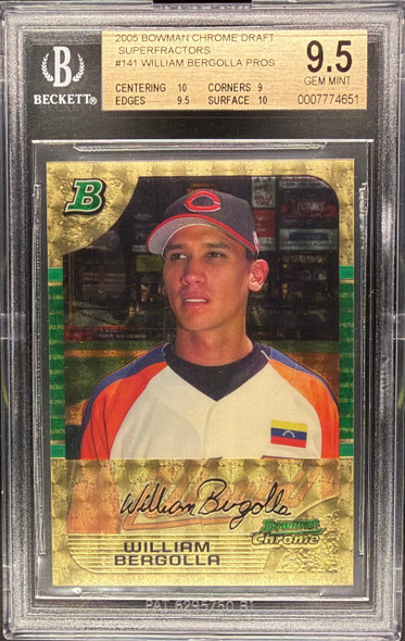 2005 Bowman Chrome William Bergolla #141 Prospects Superfractor Cincinnati Reds BGS 9.5 front of card