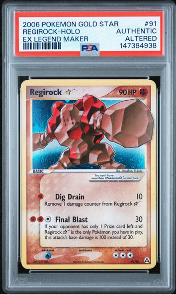 2006 Pokemon EX Legend Maker Regirock #91 Holo PSA Authentic Altered front of card
