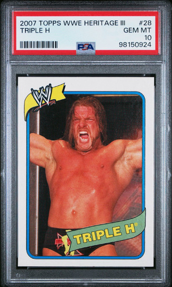 2007 Topps WWE Heritage III Triple H #28 HOF PSA 10 front of card