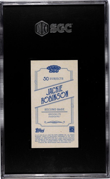 2021 Topps 206 Jackie Robinson Wave 6 Brooklyn Dodgers HOF SGC 10 back of card