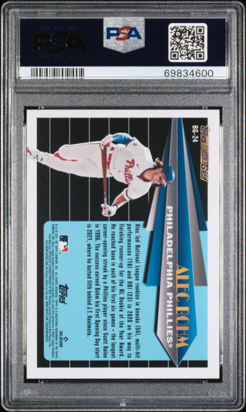 2021 Topps Update Alec Bohm #BG-24 Black Gold Philadelphia Phillies RC PSA 10 back of card