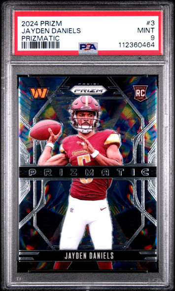 2024 Panini Prizm Jayden Daniels #3 Prizmatic Washington Commanders RC PSA 9 front of card