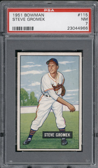 1951 Bowman Steve Gromek #115 Cleveland Indians PSA 7 front of card
