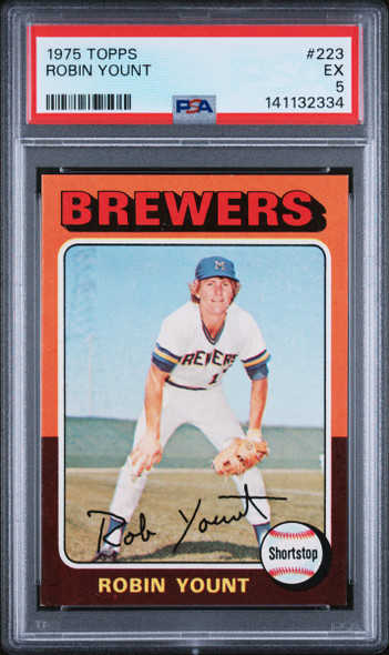1975 Topps Robin Yount #223 Milwaukee Brewers HOF PSA 5 front of card