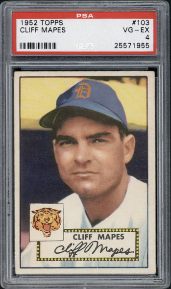 1952 Topps Cliff Mapes #103 Detroit Tigers PSA 4 front of card