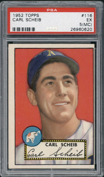1952 Topps Carl Scheib #116 Philadelphia Athletics PSA 5 (MC) front of card