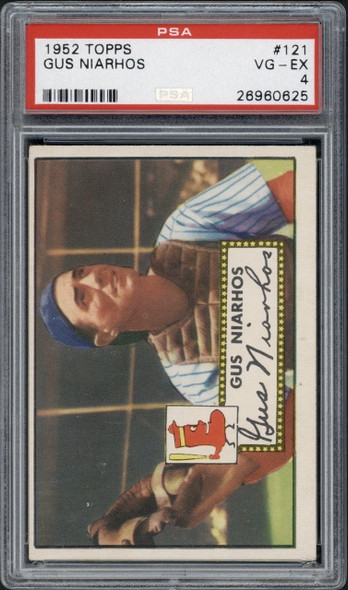 1952 Topps Gus Niarhos #121 Boston Red Sox PSA 4 front of card