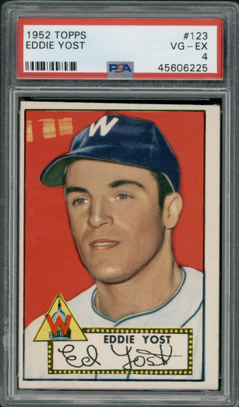 1952 Topps Eddie Yost #123 Washington Senators PSA 4 front of card