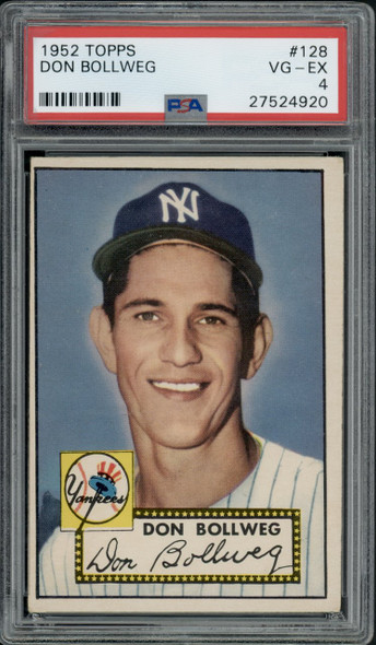 1952 Topps Don Bollweg #128 New York Yankees RC PSA 4 front of card