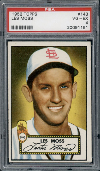 1952 Topps Les Moss #143 St. Louis Browns PSA 4 front of card