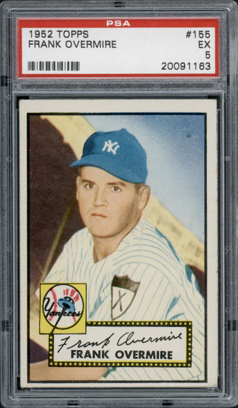 1952 Topps Frank Overmire #155 New York Yankees PSA 5 front of card