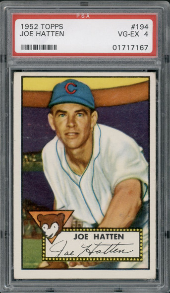 1952 Topps Joe Hatten #194 Chicago Cubs PSA 4 front of card
