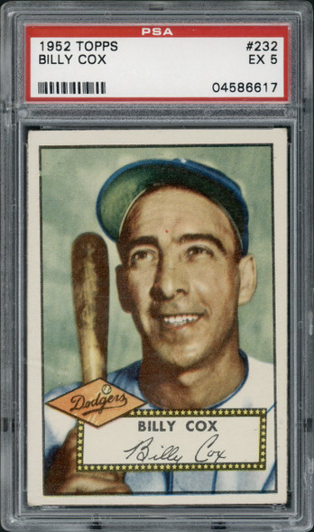 1952 Topps Billy Cox #232 Brooklyn Dodgers PSA 5 front of card