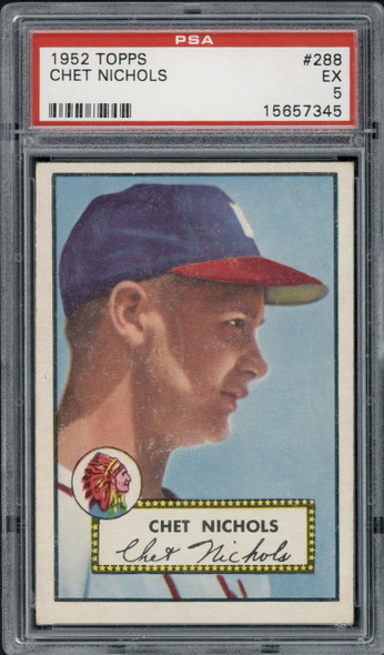 1952 Topps Chet Nichols #288 Boston Braves RC PSA 5 front of card