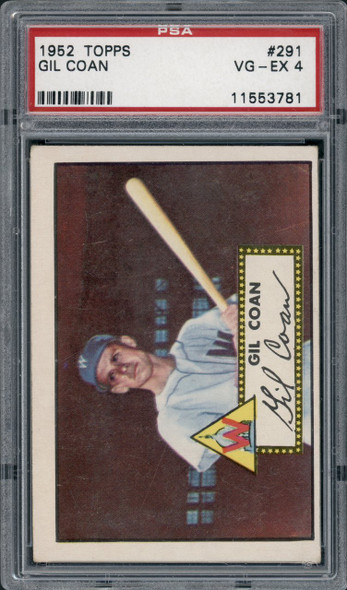 1952 Topps Gil Coan #291 Washington Senators PSA 4 front of card