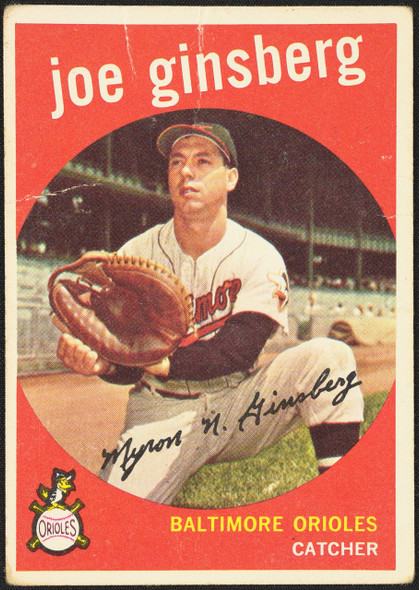 1959 Topps Joe Ginsberg #66 Baltimore Orioles Low Grade - Creases — Example A front of card