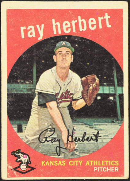 1959 Topps Ray Herbert #154 Kansas City Athletics Low Grade - Marks R100078 front of card