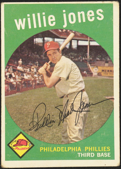 1959 Topps Willie Jones #208 White Back Philadelphia Phillies Low Grade - Marks R100100 front of card