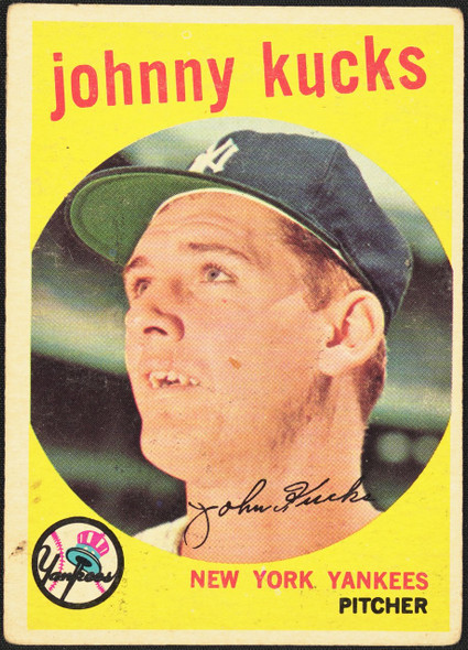 1959 Topps Johnny Kucks #289 New York Yankees VG R100121 front of card