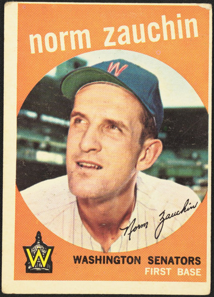 1959 Topps Norm Zauchin #311 Washington Senators Fair R100130 front of card