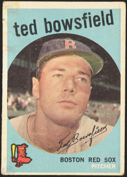 1959 Topps Ted Bowsfield #236 White Back Boston Red Sox RC Low Grade - Marks R100150 front of card