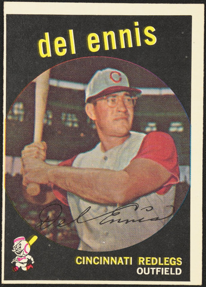 1959 Topps Del Ennis #255 White Back Cincinnati Redlegs EX R100152 front of card