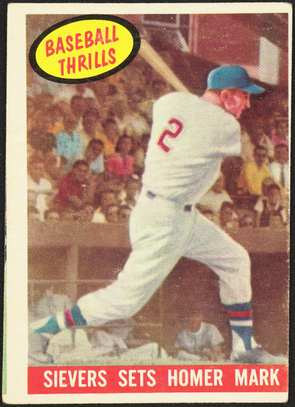 1959 Topps Sievers Sets Homer Mark #465 Baseball Thrills Washington Senators VG-EX R100202 front of card