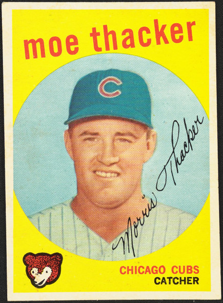 1959 Topps Moe Thacker #474 Chicago Cubs RC VG — Example B front of card