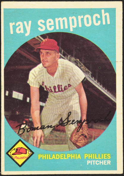 1959 Topps Ray Semproch #197 Philadelphia Phillies Low Grade - Creases R100213 front of card
