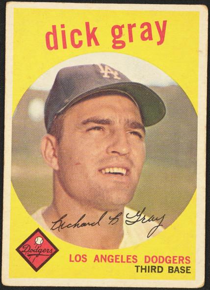 1959 Topps Dick Gray #244 Gray Back Los Angeles Dodgers VG R100218 front of card
