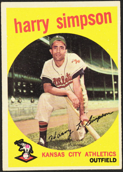 1959 Topps Harry Simpson #333 Kansas City Athletics VG — Example B front of card