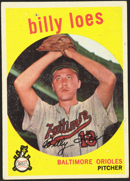 1959 Topps Billy Loes #336 Traded line / corrected treatment Baltimore Orioles VG R100280 front of card