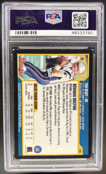 Back of 2000 Bowman Tom Brady #236 RC PSA 4