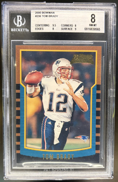 2000 Bowman Tom Brady #236 Rookie Card BGS 8 — front of card