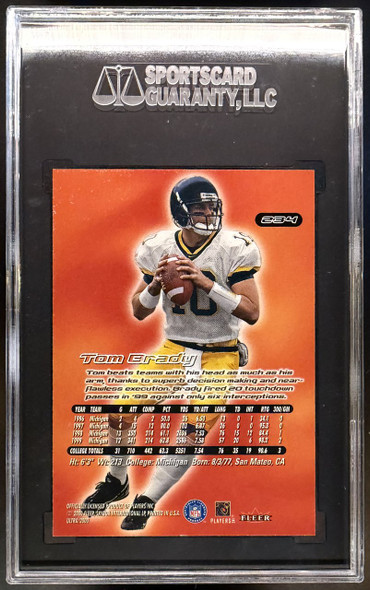 2000 Fleer Ultra Tom Brady #234 Rookie Card SGC 6 — back of card
