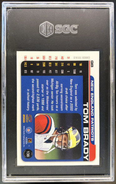2000 Pacific Paramount Tom Brady #138 Rookie Card SGC 9 Cert 7866263 — back of card