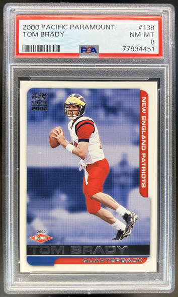 2000 Pacific Paramount Tom Brady #138 Rookie Card PSA 8 — front of card
