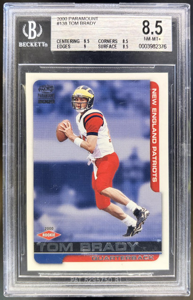 2000 Pacific Paramount Tom Brady #138 Rookie Card BGS 8.5 — front of card