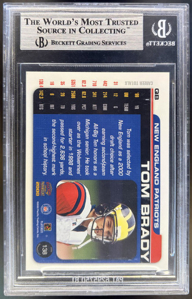 2000 Pacific Paramount Tom Brady #138 Rookie Card BGS 8.5 — back of card