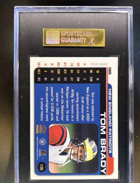 2000 Pacific Paramount Tom Brady #138 Rookie Card SGC 9 Cert 1225498-022 — back of card