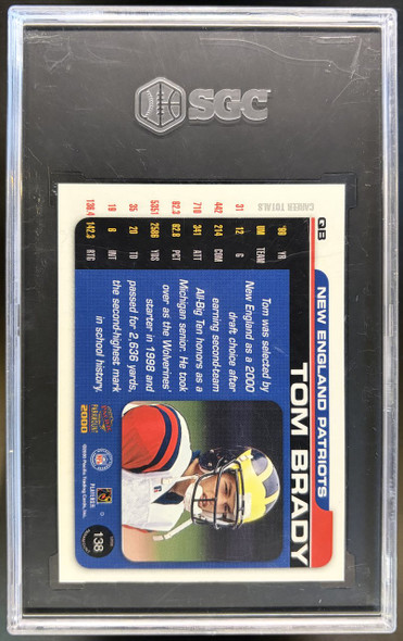 2000 Pacific Paramount Tom Brady #138 Rookie Card SGC 9 Cert 6487085 — back of card