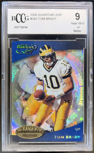 2000 Quantum Leaf Tom Brady #343 Rookie Card BCCG 9 — front of card