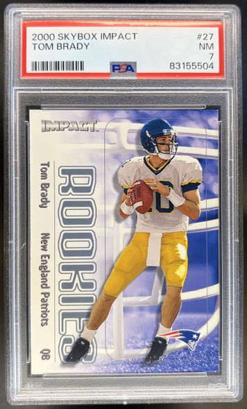 2000 SkyBox Impact Tom Brady #27 Rookie Card PSA 7 — front of card