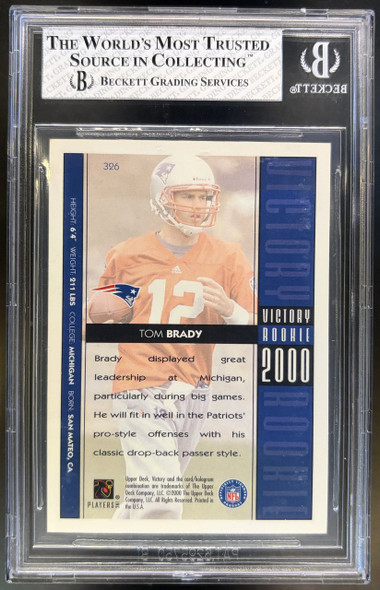 2000 Upper Deck Victory Tom Brady #326 Rookie Card BGS 5.5 — back of card