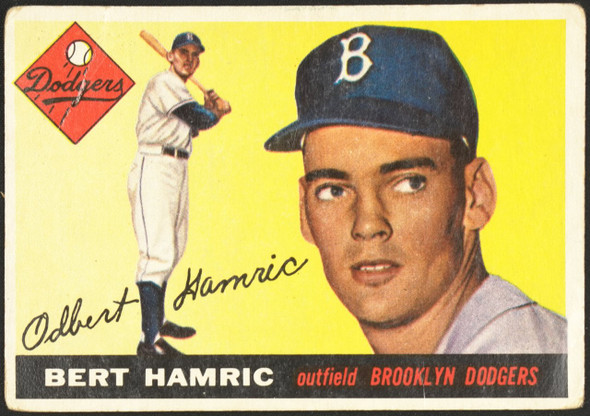 1955 Topps Bert Hamric #199 Brooklyn Dodgers RC High Number Low Grade - Creases front of card
