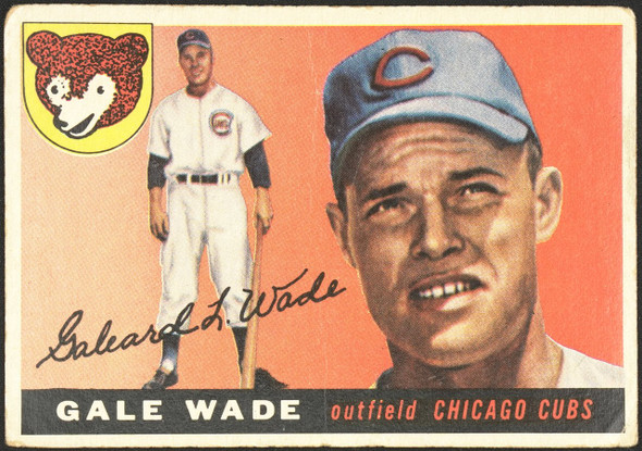 1955 Topps Gale Wade #196 Chicago Cubs High Number Low Grade - Creases Example A front of card