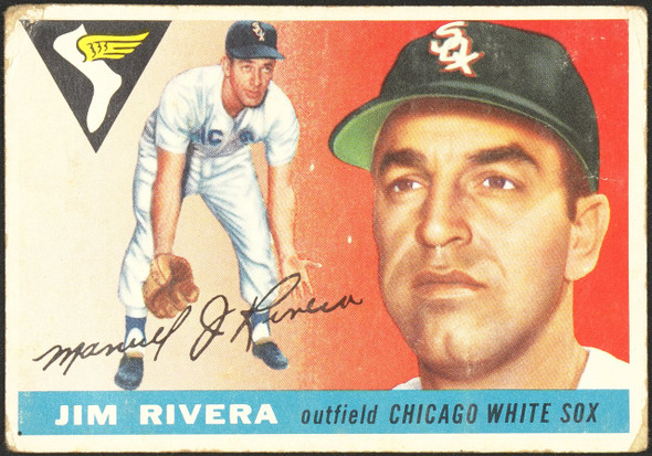 1955 Topps Jim Rivera #58 Chicago White Sox Low Grade - Creases — Example A front of card