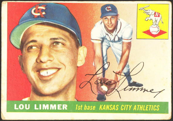 1955 Topps Lou Limmer #54 Kansas City Athletics Fair front of card